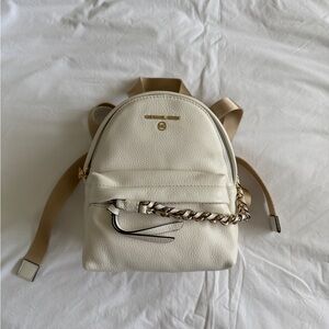 Michael Kors White and Gold Mini Leather Convertible Backpack